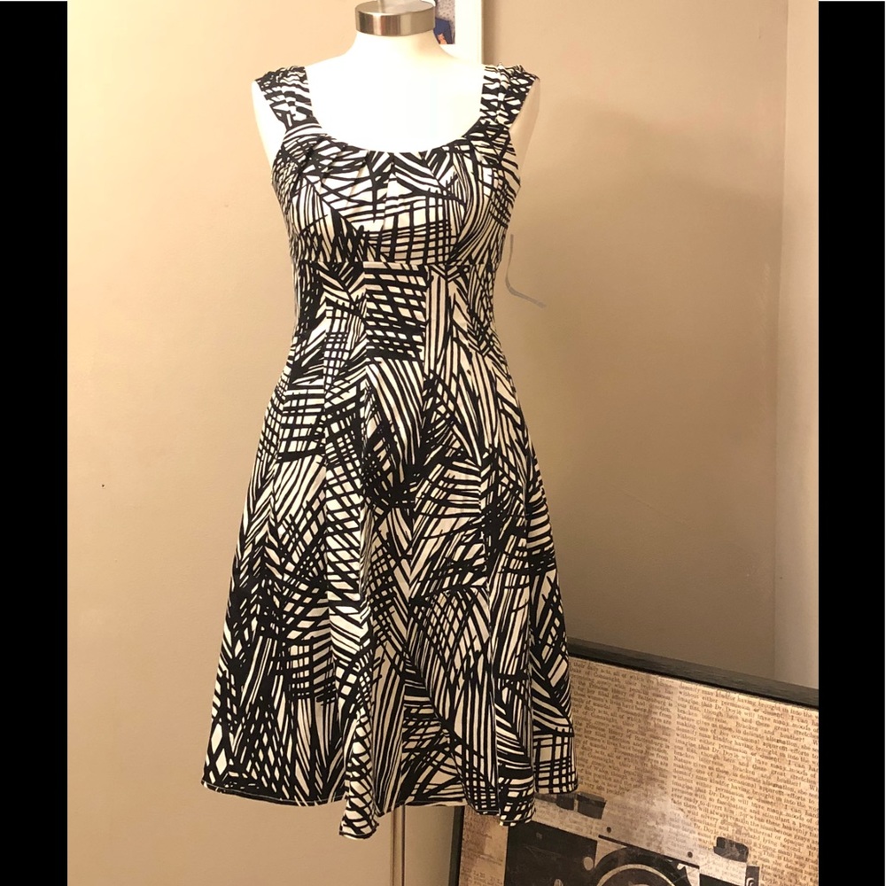 London Times Palm Leaf Print Dress